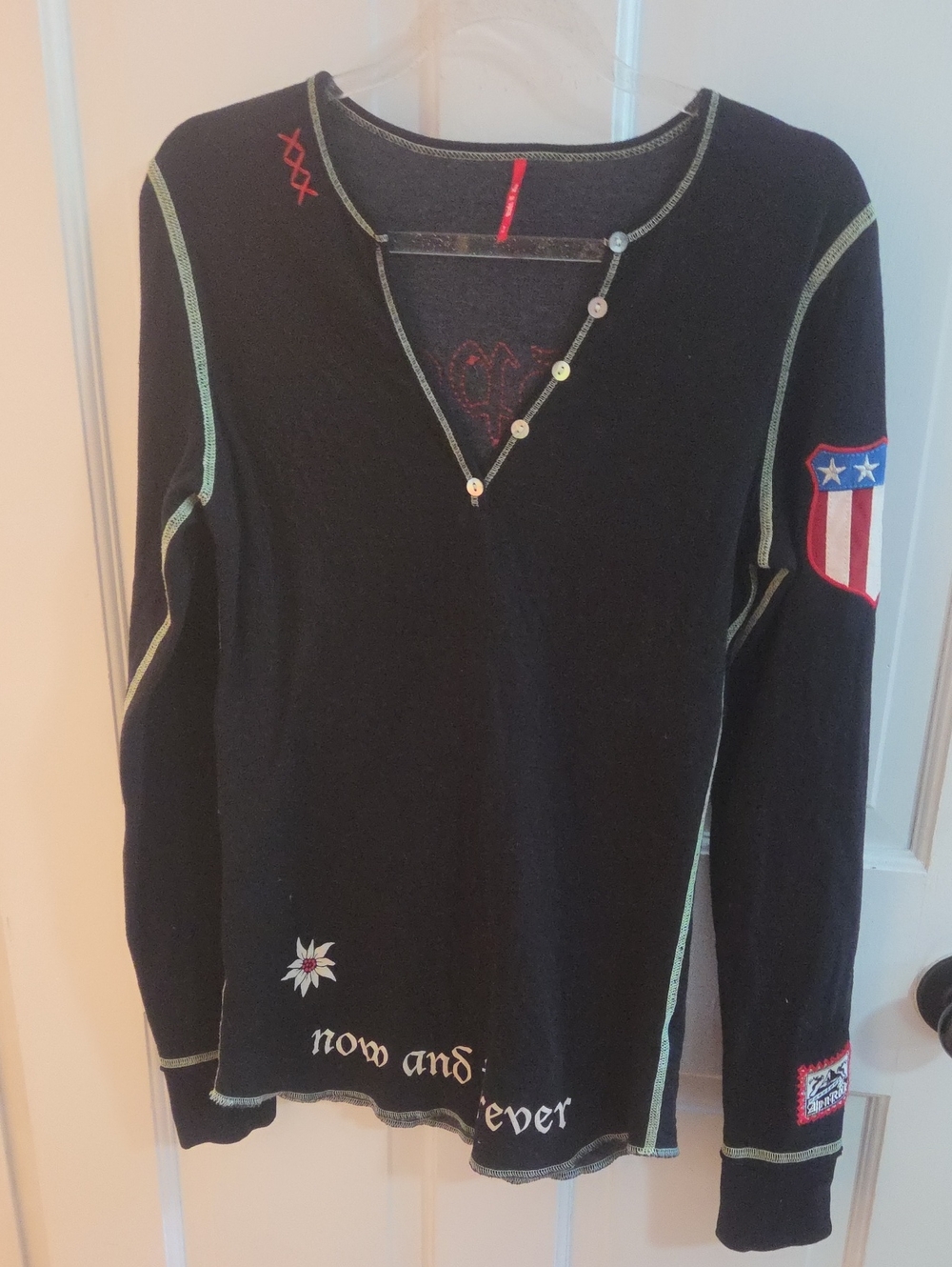 Y2k Alp N Rock Black Henley Shirt